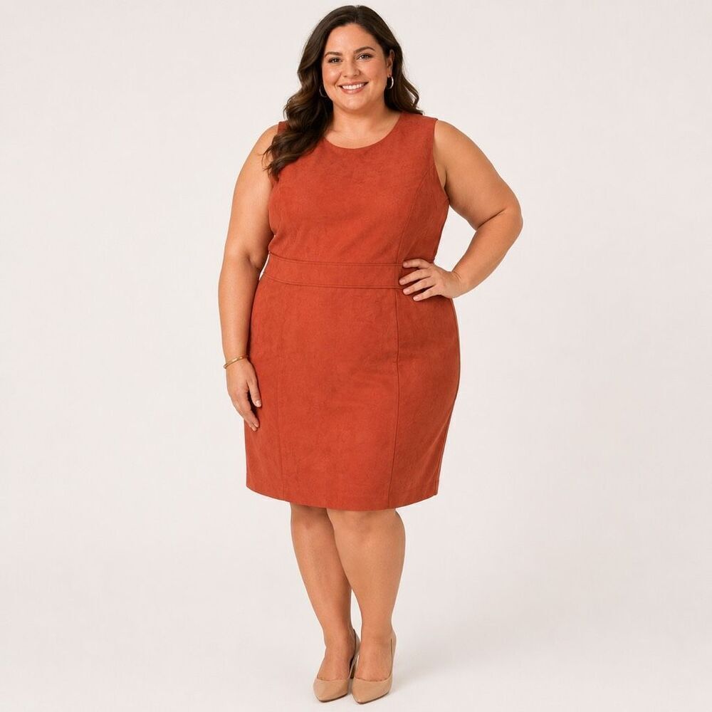 Kasper Faux Suede Sheath Dress - Size 18W